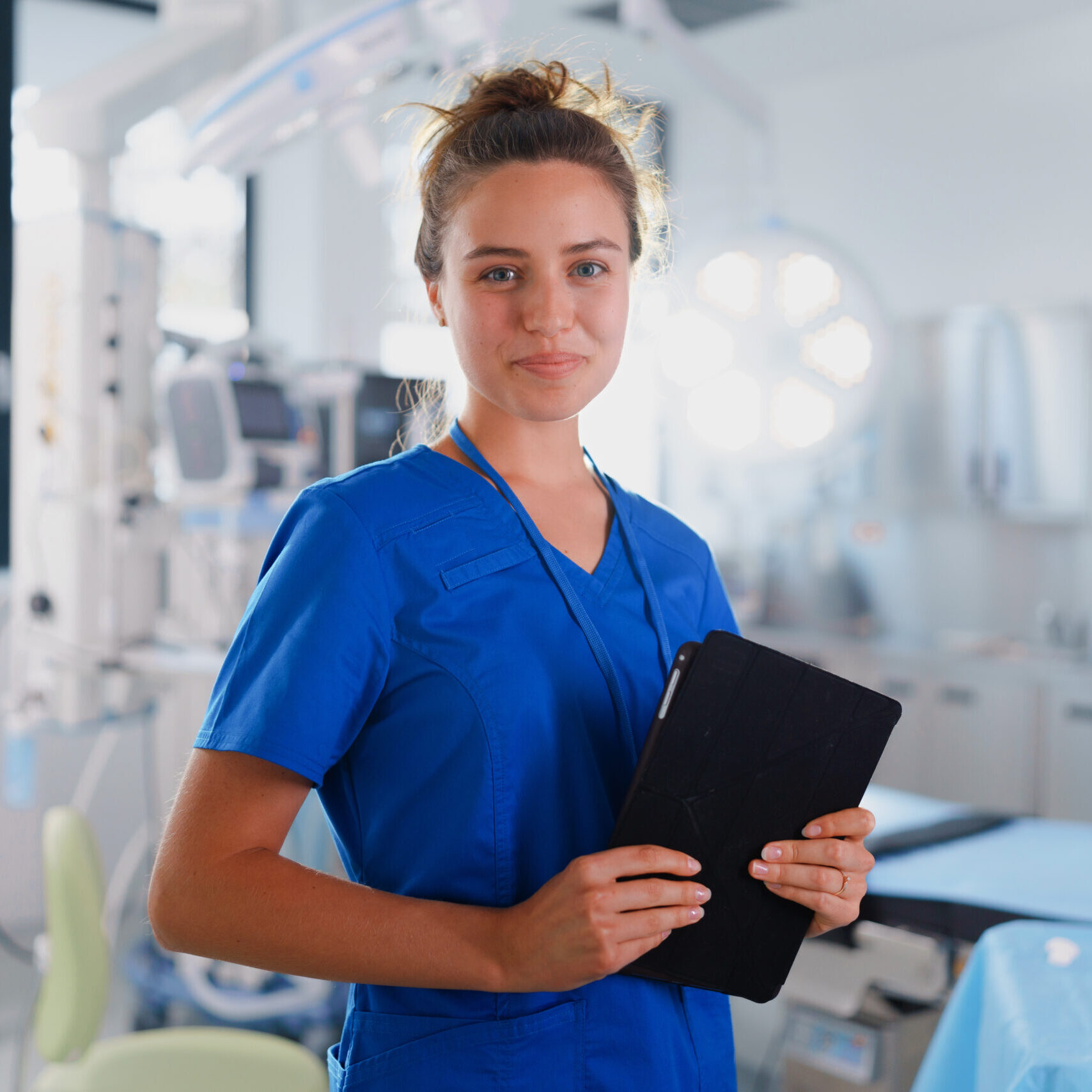 Portrait of young nurse in surgical department.
